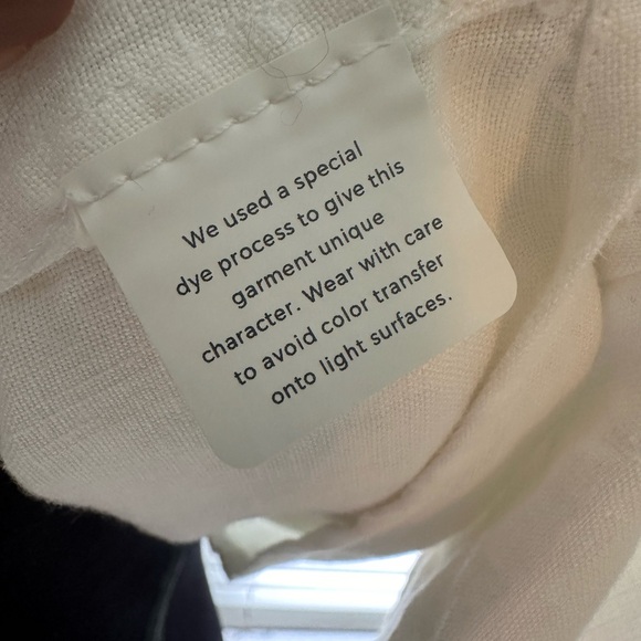 DL1961 Candace Puffed Sleeve Button Up Linen Shirt, white/cream, size large - Picture 10 of 10